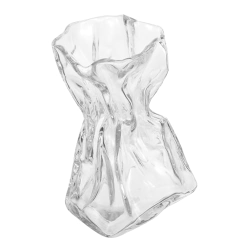 DIKACA Elegante Glasblumenvase Transparente Kreative Vase Für Rosen Tulpen Und Trockenblumen Irregulär Geformte Deko Vase Für Wohn Und Esszimmer Stilvoll Und Modern von DIKACA