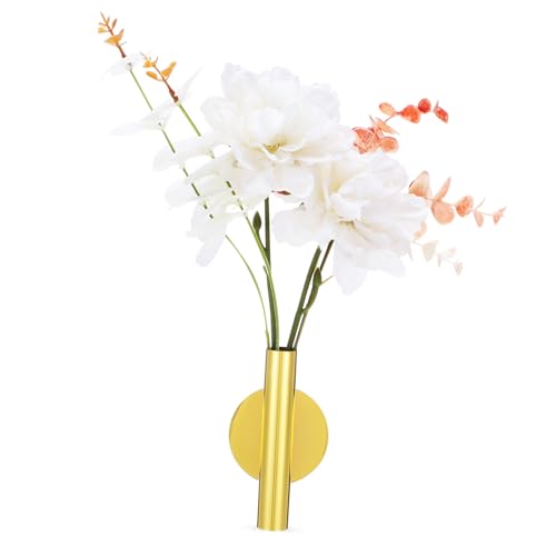 DIKACA Goldene Wandvase Skandinavischer Wandblumenhalter Für Pflanzen Dekorative Blumenvase Für Das Zuhause Wanddeko Für Innenräume Modernes Design Mit Doppelseitigem Klebeband von DIKACA