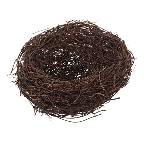 DIKACA Handgefertigtes Rattan Vogelnest Simuliertes Vogelnest Gartenornament Künstliche Vogel Deko Figuren Fotografie Requisite Naturbraun 1 Stück von DIKACA