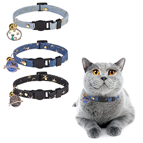 DILLYBUD Breakaway Katzenhalsbänder mit Glocken und Anhängern, personalisierbar, verstellbare Sicherheitsschnalle, Halsband für Kätzchen, Katzen, Mädchen und Jungen von DILLYBUD