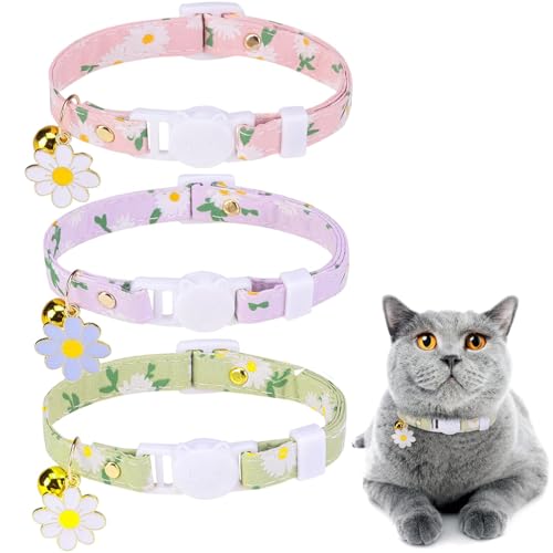 DILLYBUD Breakaway Katzenhalsband mit Glöckchen und Anhängern, personalisierbar, verstellbare Sicherheitsschnalle, Halsband für Kätzchen, Katzen, Mädchen und Jungen von DILLYBUD