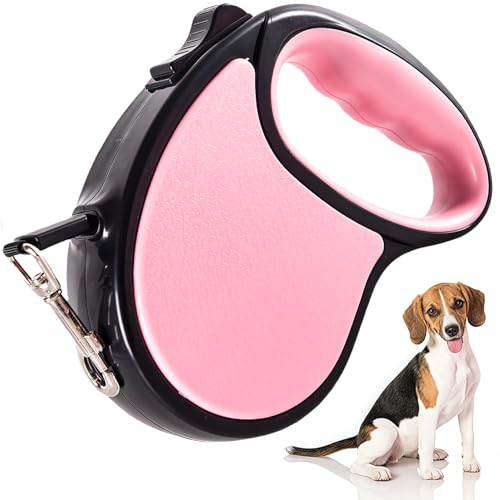 Einziehbare Hundeleine, 5 m, schwer, 360 ° verwicklungsfrei, automatische Verriegelung, mit rutschfestem ergonomischem Griff und Trainings-Clicker für kleine/mittelgroße Hunde (verbessertes Einziehbare Hundeleine, 5 m, schwer, 360 ° verwicklungsfrei, automatische Verriegelung, mit rutschfestem ergonomischem Griff und Trainings-Clicker für kleine/mittelgroße Hunde (verbessertes von DILUSILK