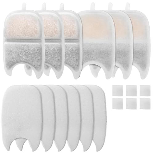 DINESA 6er-Set Ersatzfilter und Schwämme für 135 FL Oz/4L Katzentrinkbrunnenfilter, Dreifachfiltration, Haustiertrinkbrunnenfilter von DINESA