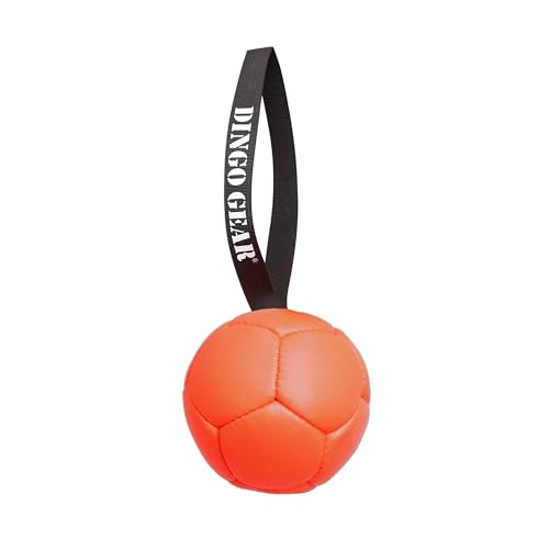 Dingo Gear Ball mit Schlaufe gefüllt vollball aus Eco Leder Durchmesser von 13 cm Hundespielzeug Trainings Bäll Hundetraining Spaß für Hund Orange S02696 von DINGO GEAR WWW.DINGOGEAR.COM 1977