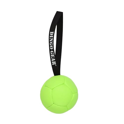 Dingo Gear Ball mit Schlaufe gefüllt vollball aus Eco Leder Durchmesser von 13 cm Hundespielzeug Trainings Ball Hundetraining Spaß für Hund Grün Neon S02697 von DINGO GEAR WWW.DINGOGEAR.COM 1977