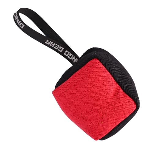 Dingo Gear Beißwurst Hundespielzeug aus Nylcot mit Griff 10x10 cm Würfelform in Schwarz/Rot – Ideal für Training und Spiel S02777 von DINGO GEAR WWW.DINGOGEAR.COM 1977