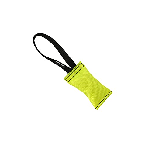 Dingo Gear Beisswurst aus Feuerwehrschlauch mit 1 Schlaufe 6 x 15 cm Gelb Hundetraining, Apportieren, Tauziehen und Zerrspiele Weich handgefertigt, Schwimmfähig Hundespielzeug S00302 von DINGO GEAR WWW.DINGOGEAR.COM 1977