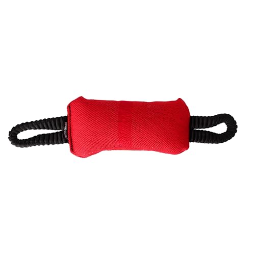 Dingo Gear Beißwurst mit 2 Griff Bungee Breite 8 cm Länge 22 cm aus Nylcot für Hundetraining IGP IPO Obedience Schutzhund Rot S02821 von DINGO GEAR WWW.DINGOGEAR.COM 1977