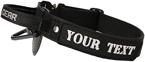 Dingo Gear Hundehalsband mit Cobra Schnalle und Griff,Band Breite 4 cm Training Spaziergänge, Patrouillen, Schäferhund (L Personalisierung Inschrift, Schwarz) AM04027 von DINGO GEAR WWW.DINGOGEAR.COM 1977