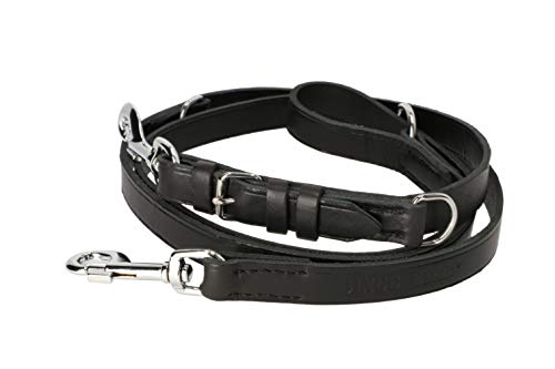 Dingo Gear Lederleine Erweiterte mit Griff handgenäht verstellbar Schwarz gewachstes Leder Breite 2,0 cm Länge 120-220 cm S03512 von DINGO GEAR WWW.DINGOGEAR.COM 1977