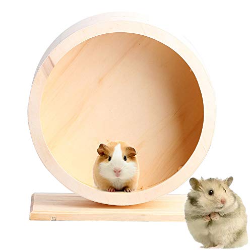 DINGZHAO Hamsterrad - Holzübungsrad für Haustiere, geräuschlos, lustiges Laufrad, Ruhhaus, Nest, rutschfeste Laufscheibe für Rennmäuse, Chinchillas, Igel, Mäuse und andere kleine Tiere (L) von DINGZHAO