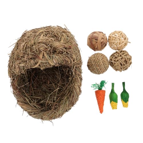 DINHEAROM 1 Satz Kaninchen-Gras-Nest Hasenzubehör Verschachtelung Hängematte Brot Wurf Rabbit Toys Hamster Grashaus Kaninchen-Hamster-Grashütte Ruhenest für Haustiere Stroh von DINHEAROM