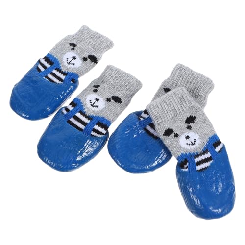 DINHEAROM 4 Stück Haustierschuhe Katzensocken Für Katzen Schuhhund rutschfeste Hundesocken Pfotengriffe Für Ältere Hunde Socken Mit Hundegriff Hundestiefel Pfotensocken Sky-Blue Baumwolle von DINHEAROM