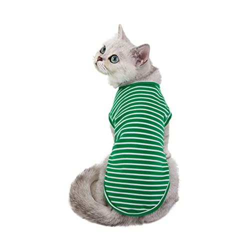 DINHEAROM Gestreifte Katzenkleidung Katze Katze Haustier Katzenhosen Katzenhalsbänder Wurf Katzenbedarf Kätzchen Haustier-Outfit Haustierkleidung Green von DINHEAROM