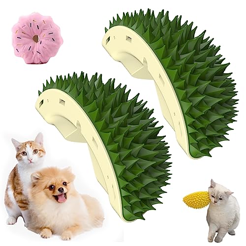 DINNIWIKL Durian Multifunctional Toys, Cat Scratcher Durian Comb, Durian Cat Scratcher, Cat Hair Scratcher,Cat Massager,Cat Scratching Wall, Corner Decoration Pet Toy (2Pcs-Green) von DINNIWIKL