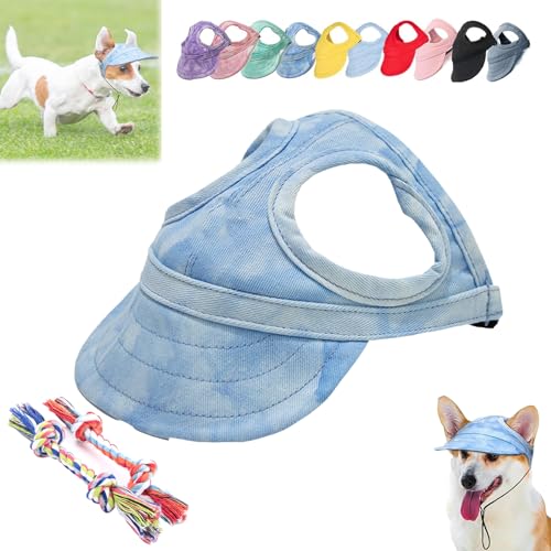 DINNIWIKL Outdoor Sun Protection Hood for Dogs, Pet Baseball Cap Sun Hat with Ear Holes, 2024 New Dog Outdoor Sun Protection Hat, Summer Sun Hat for Dogs Cats (L,Blue-1) von DINNIWIKL