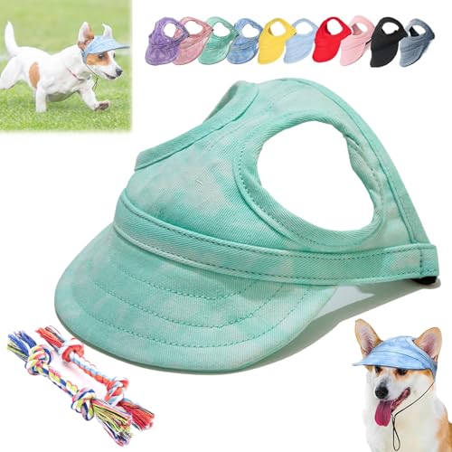 DINNIWIKL Outdoor Sun Protection Hood for Dogs, Pet Baseball Cap Sun Hat with Ear Holes, 2024 New Dog Outdoor Sun Protection Hat, Summer Sun Hat for Dogs Cats (L,Light Green) von DINNIWIKL