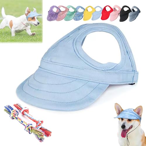 DINNIWIKL Outdoor Sun Protection Hood for Dogs, Pet Baseball Cap Sun Hat with Ear Holes, 2024 New Dog Outdoor Sun Protection Hat, Summer Sun Hat for Dogs Cats (M,Light Blue) von DINNIWIKL