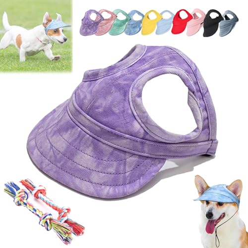 DINNIWIKL Outdoor Sun Protection Hood for Dogs, Pet Baseball Cap Sun Hat with Ear Holes, 2024 New Dog Outdoor Sun Protection Hat, Summer Sun Hat for Dogs Cats (M,Purple) von DINNIWIKL