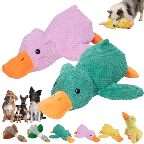 DINNIWIKL Zentric Quack-Quack Duck Dog Toy, Zentric Dog Toy, Indestructible Quack-Quack Duck Dog Toy, Classic Plush Cute Duck Squeaky Dog Toys, Yellow Duck Dog Toy with Soft Squeaker (2PCS-A) von DINNIWIKL