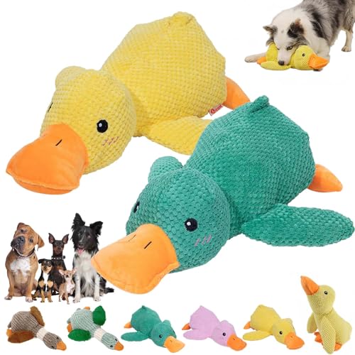 DINNIWIKL Zentric Quack-Quack Duck Dog Toy, Zentric Dog Toy, Indestructible Quack-Quack Duck Dog Toy, Classic Plush Cute Duck Squeaky Dog Toys, Yellow Duck Dog Toy with Soft Squeaker (2PCS-B) von DINNIWIKL