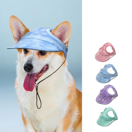 Hunde Cap, Outdoor Sonnenschutz Hut für Hunde, Sonnencreme Hund, Baseballmütze für Hunde, Basecap Verstellbar Sonnenschutz Hut Hundecap mit Ohrlöchern, Outdoor-Sunbonnet für Haustiere (Grün-Batik,M) von DINNIWIKL