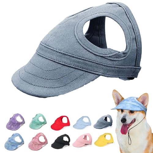 Outdoor Sonnenschutz Hut für Hunde, Hundeballmütze, Baseballmütze für Hunde, Basecap Verstellbar Sonnenschutz Hut Hundecap mit Ohrlöchern, Outdoor-Sunbonnet für Haustiere (Dunkelblau, XL) von DINNIWIKL