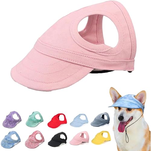 Outdoor Sonnenschutz Hut für Hunde, Hundeballmütze, Baseballmütze für Hunde, Basecap Verstellbar Sonnenschutz Hut Hundecap mit Ohrlöchern, Outdoor-Sunbonnet für Haustiere (Pink, M) von DINNIWIKL