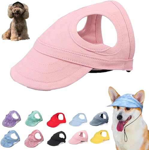 Outdoor Sonnenschutz Hut für Hunde, Hundeballmütze, Baseballmütze für Hunde, Basecap Verstellbar Sonnenschutz Hut Hundecap mit Ohrlöchern, Outdoor-Sunbonnet für Haustiere (Pink, XL) von DINNIWIKL