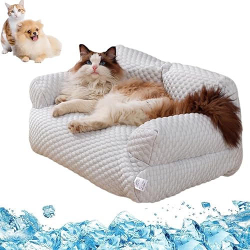 DIOBQIHANN Ice Silk Cooling Pet Bed Breathable Washable Dog Sofa Bed, Cat Dog Sleeping Cool Ice Silk Bed, for Small, Medium, Large Pet (L,Purple) von DIOBQIHANN