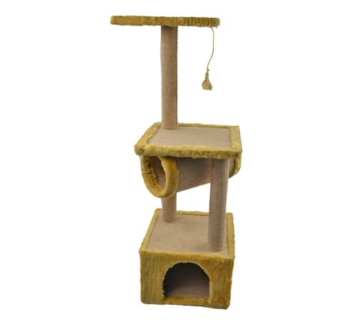 DIP-MAR - Kratzbaum für Katzen - 84cm hoch, Beige | Katzenbaum mit Zwinger und Tunnel | Kratzbaum Klein mit zusätzlicher Verstärkung von DIPMAR