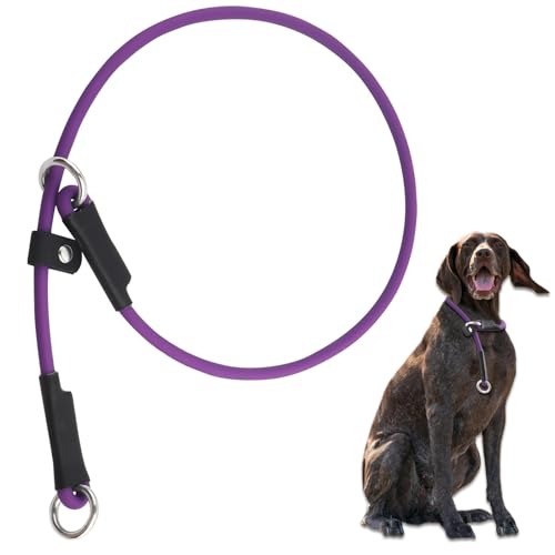 Schlupf-Leinen-Halsband für Hundehalsband, Trainingshalsband – 45,7 cm, rutschfestes Hundehalsband, leicht, verstellbar, wasserdicht, PVC, kein Ziehen, Hundehalsband, violett, Hundehalsband von DISCPETSEC