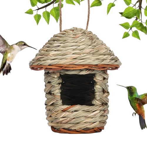 Gras-Kolibri-Häuser, kreativer handgefertigter Vogel-Nistkasten, wetterfestes Design, Vogelhäuser, verbesserter Komfort, Vogelbox mit Kühlständer für Zuhause, Terrasse, , Baum, Hof, Garten von DISPRA