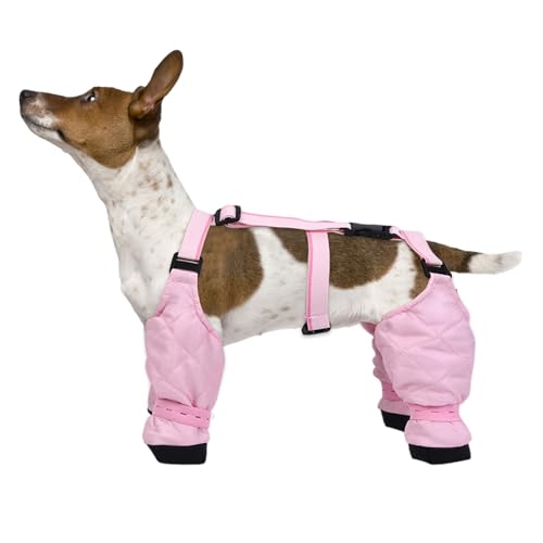 Hundepfoten-Stiefel-Leggings, Baumwoll-Hunde-Hosenträgerstiefel, wasserdichte Leggings-Hundeschuhe zum Schutz der Pfoten, schmutzabweisende Anti-Fall-Hunde-Stiefel-Leggings für den Winter, Outdoor-Spa von DISPRA