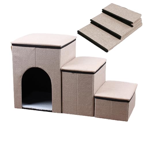 Hundetreppe für Hochbett, Hundestufen für Hochbett, Hundetreppe, Haustierrampe, Hunderampe für Bett, Hundestufen mit 3 Ebenen, Schaumstofftreppe von DISPRA