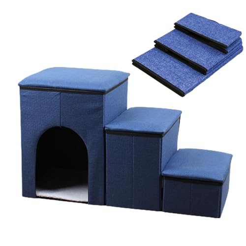 Hundetreppe für Hochbett, Hundestufen für Hochbett, Hundetreppe, Haustierrampe, Hunderampe für Bett, Hundestufen mit 3 Ebenen, Schaumstofftreppe von DISPRA