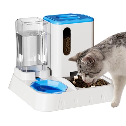 Katzenfutterspender, 2-in-1-Futterspender für Futter und Wasser, transparent, automatisch, rutschfest, große Kapazität, abnehmbar, einfache Installation, Futternäpfe für Haustiergeschäft, Zuhause, von DISPRA