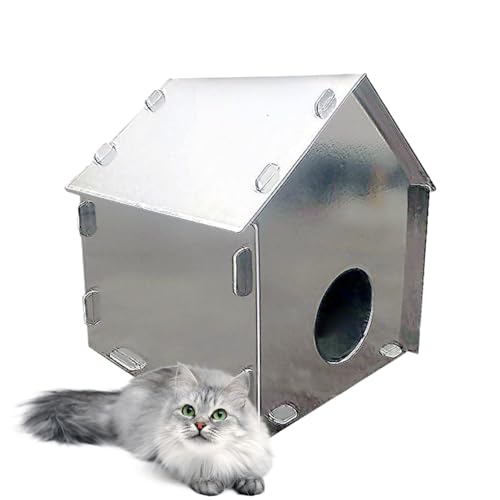 Katzenhaus aus Aluminiumfolie, wasserdicht, drei Dimensionen, isoliertes Feral-Katzenhaus für den Winter, wetterfester Unterschlupf mit stabilem Rahmen und einem weichen Kissen für Garage, , von DISPRA