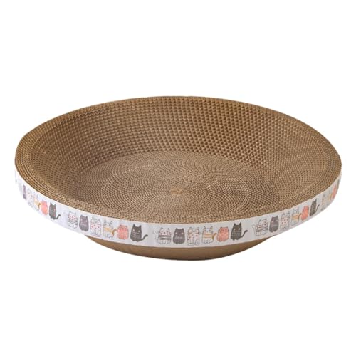 Kratzschale für Katzen, oval/rund, 2 in 1 Katzenschüssel, Kratzbrett aus Pappe, Kratzbrett, gewellte Schale, kratzfeste Schüssel, Trainingsspielzeug für Katzen, Kätzchen von DISPRA