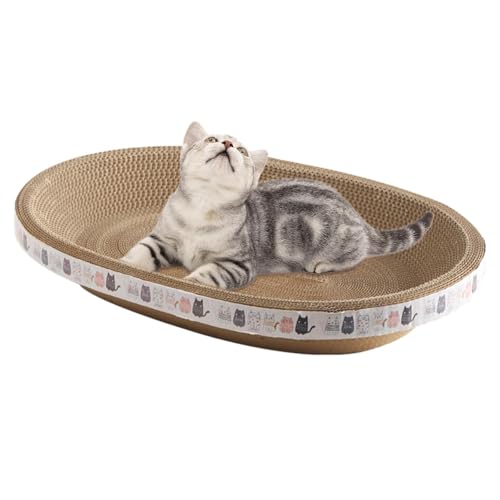 Kratzschale für Katzen, oval/rund, 2 in 1 Katzenschüssel, Kratzbrett aus Pappe, Kratzbrett, gewellte Schale, kratzfeste Schüssel, Trainingsspielzeug für Katzen, Kätzchen von DISPRA