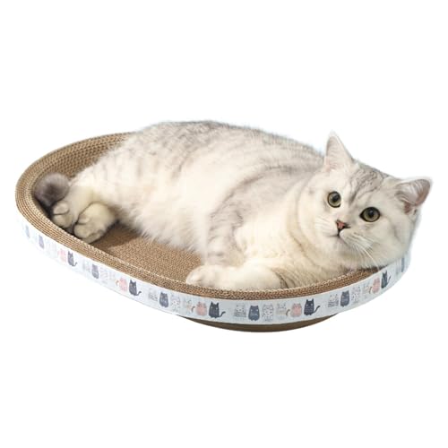 Kratzschale für Katzen, oval/rund, 2 in 1 Katzenschüssel, Kratzbrett aus Pappe, Kratzbrett, gewellte Schale, kratzfeste Schüssel, Trainingsspielzeug für Katzen, Kätzchen von DISPRA