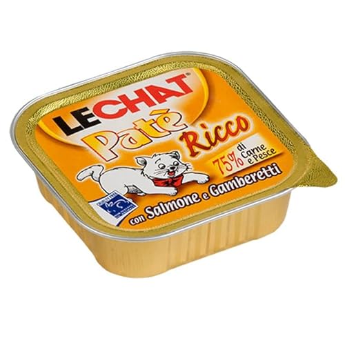 Reiche Pastete mit 100 g | Nassfutter für erwachsene Katzen und Kitten | Rindfleisch und Leberfleisch | Huhn und Truthahn | Lachs und Garnelen | 8 Aluminiumdosen à 100 g mit Gratis (8 x Lachs und von DISTRIBUZIONE 3D