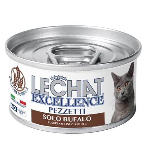 Solo Bufalo | Nassfutter für Katzen mit Büffelo-Geschmack | verpackt in praktischen Einzelportionsdosen | 8 Dosen à 80 g | inkl von DISTRIBUZIONE 3D