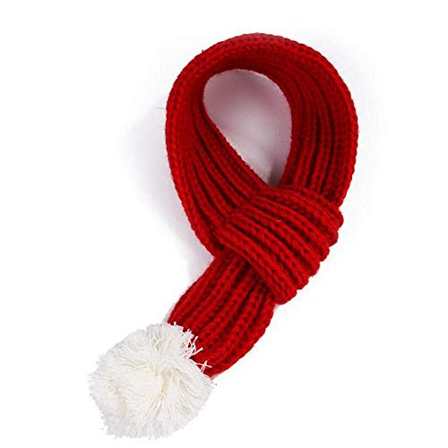 DIVISTAR Roter Schal für Hunde und Katzen, gestrickt, für Weihnachtskleid, Kostüm, Dekoration, Haustierkleidung, hält warm mit Pompon von DIVISTAR