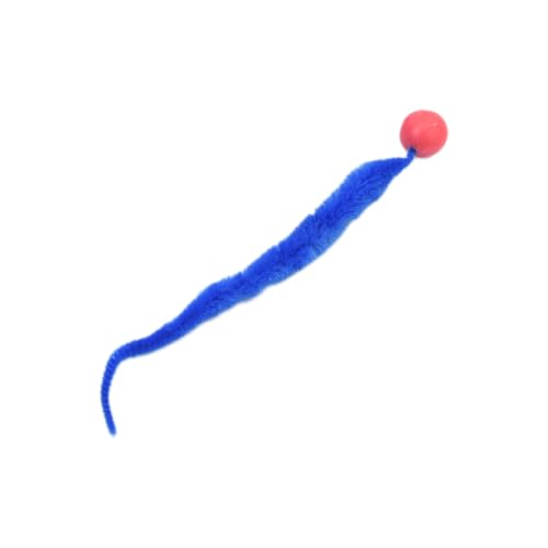 DIXIOUJAI Hüpfball,perfekt für Katzen jeden Alters,Interactive Toy for Cats, farbenfrohes,lustiges Trainingsball mit langem Schwanz, lustiges Spielzeug,Wurm (Blau) von DIXIOUJAI