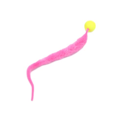 DIXIOUJAI Hüpfball,perfekt für Katzen jeden Alters,Interactive Toy for Cats, farbenfrohes,lustiges Trainingsball mit langem Schwanz, lustiges Spielzeug,Wurm (Rosa) von DIXIOUJAI