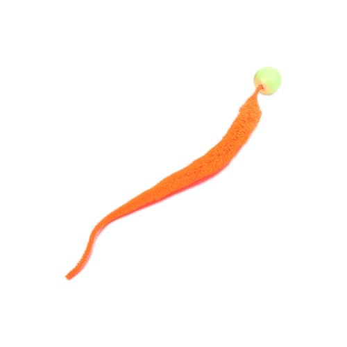 DIXIOUJAI Hüpfball,perfekt für Katzen jeden Alters,Interactive Toy for Cats, farbenfrohes,lustiges Trainingsball mit langem Schwanz, lustiges Spielzeug,Wurm (orange Farbe) von DIXIOUJAI