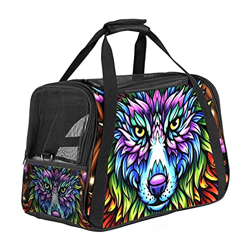 DIYOF Pet Travel Carrier Bag, tragbare Pet Bag - Klappbarer Pet Carrier-Stoff, Travel Carrier Bag für Hunde oder Katzen, Pet Cage mit abschließbaren Sicherheitsreißverschlüssen, Bunte Textur von DIYOF