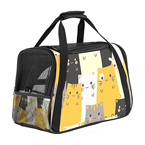 DIYOF Pet Travel Carrier Bag, tragbare Pet Bag - Klappbarer Pet Carrier-Stoff, Travel Carrier Bag für Hunde oder Katzen, Pet Cage mit abschließbaren Sicherheitsreißverschlüssen, Cat Cute von DIYOF
