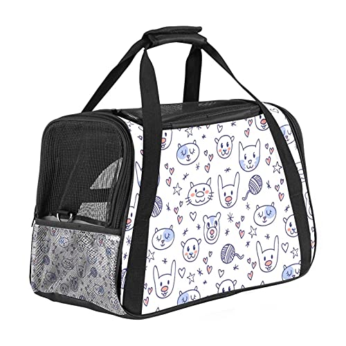DIYOF Pet Travel Carrier Bag, tragbare Pet Bag - Klappbarer Pet Carrier-Stoff, Travel Carrier Bag für Hunde oder Katzen, Pet Cage mit abschließbaren Sicherheitsreißverschlüssen, süßes Tiermuster von DIYOF